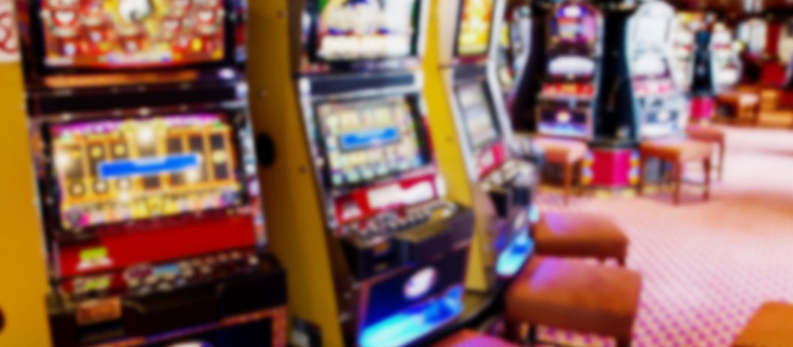 Out of focus / blurred slot machines in a casino